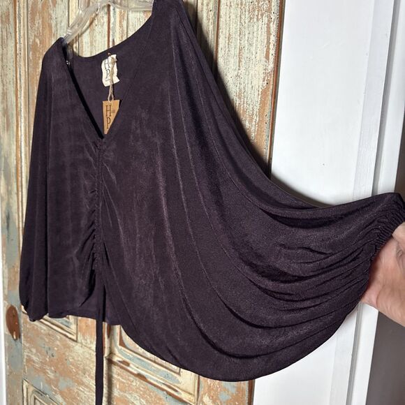 Haute Project Los Angeles L Deep Brown Drawstring NWT Super Voluminous Sleeves - Picture 9 of 10